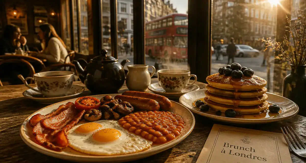 Brunch a Londres avec full english breakfast et pancakes