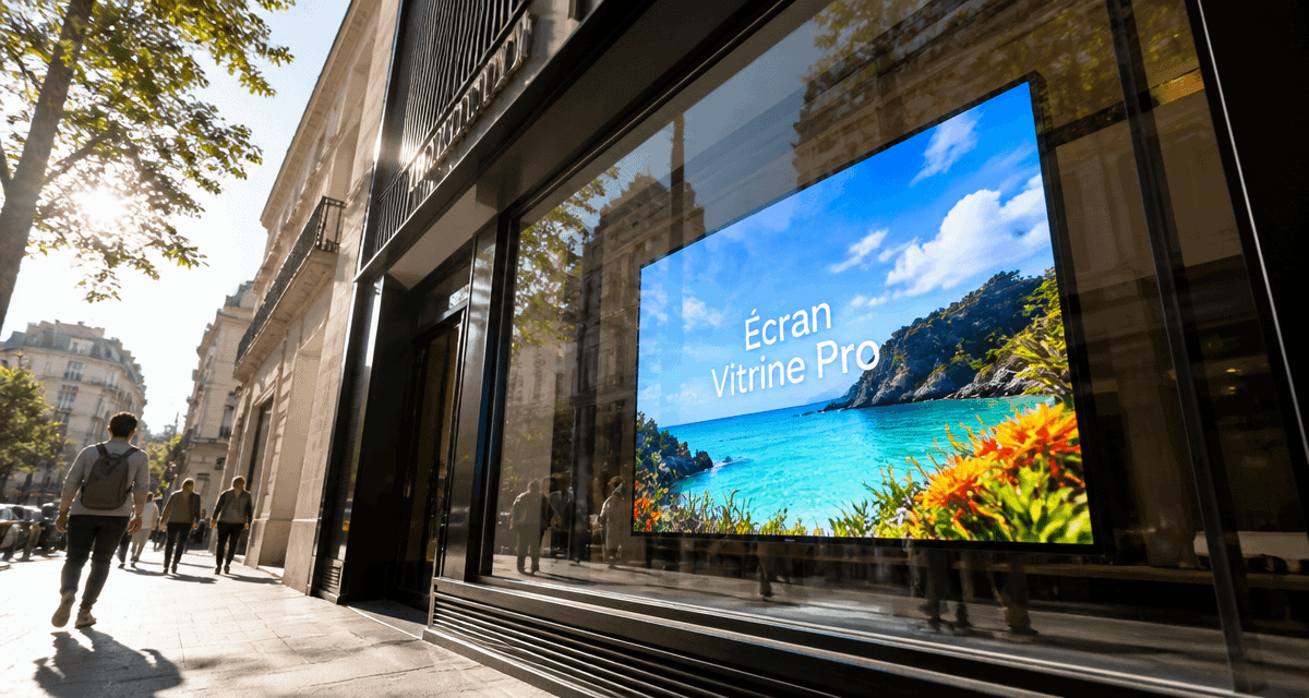 ecran pour vitrine visible en plein soleil