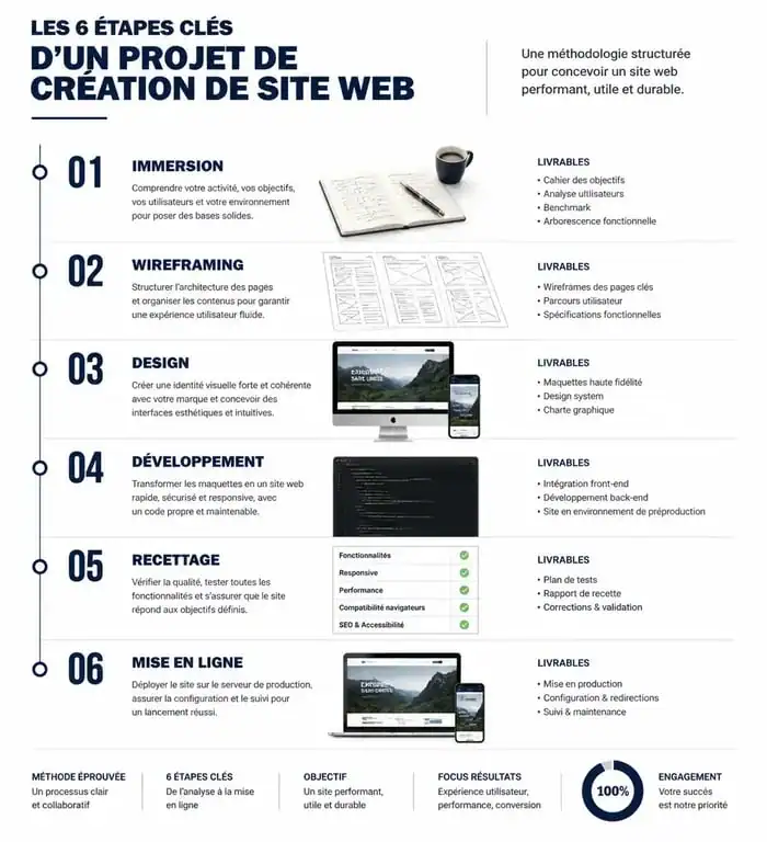Étapes clés d'un projet de création de site web par une agence web à Paris 7ème