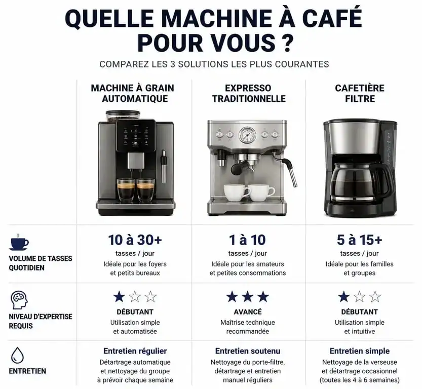 Comparatif des types de machines à café professionnelles pour entreprise