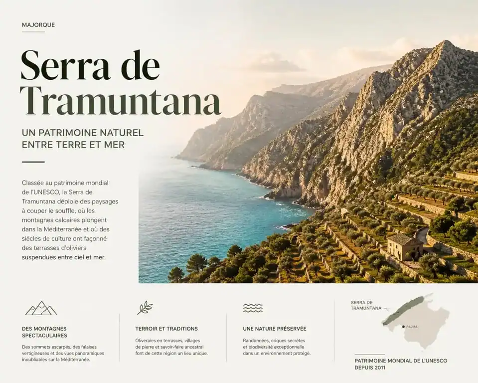 Paysage spectaculaire de la Serra de Tramuntana dans le nord de Palma district, Majorque