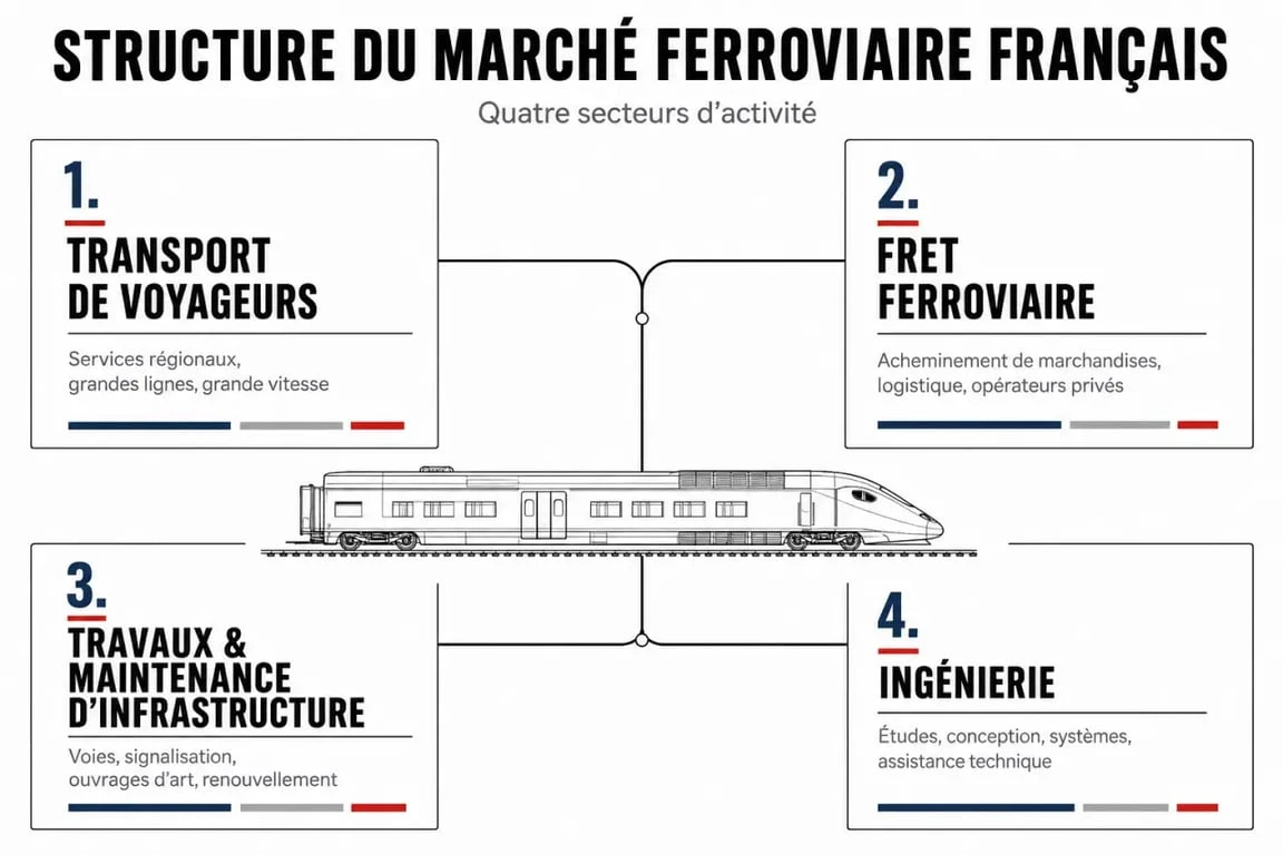 Schéma de la structure du marché et des entreprises ferroviaires en France