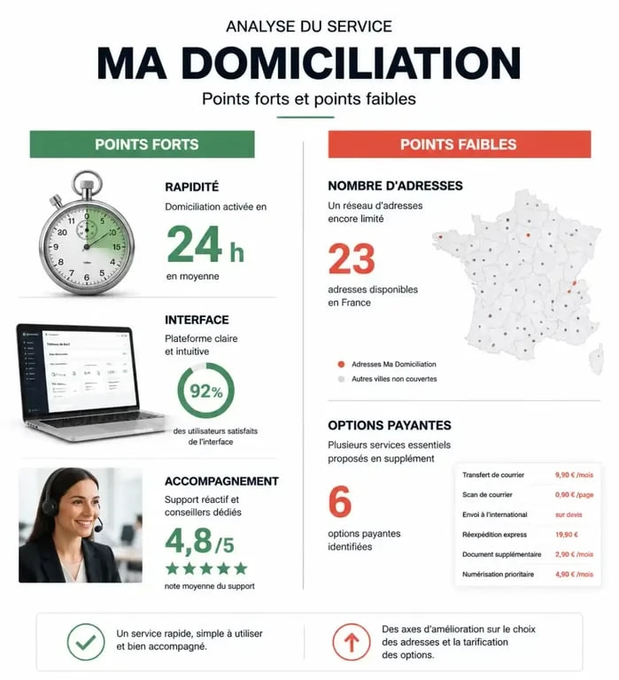 Synthèse des avis et points forts de Ma Domiciliation pour les entrepreneurs