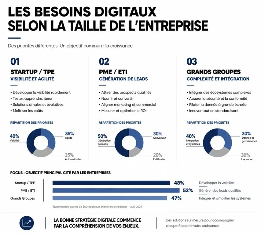 Infographie des besoins digitaux pour le choix d'une agence web à Paris 11ème
