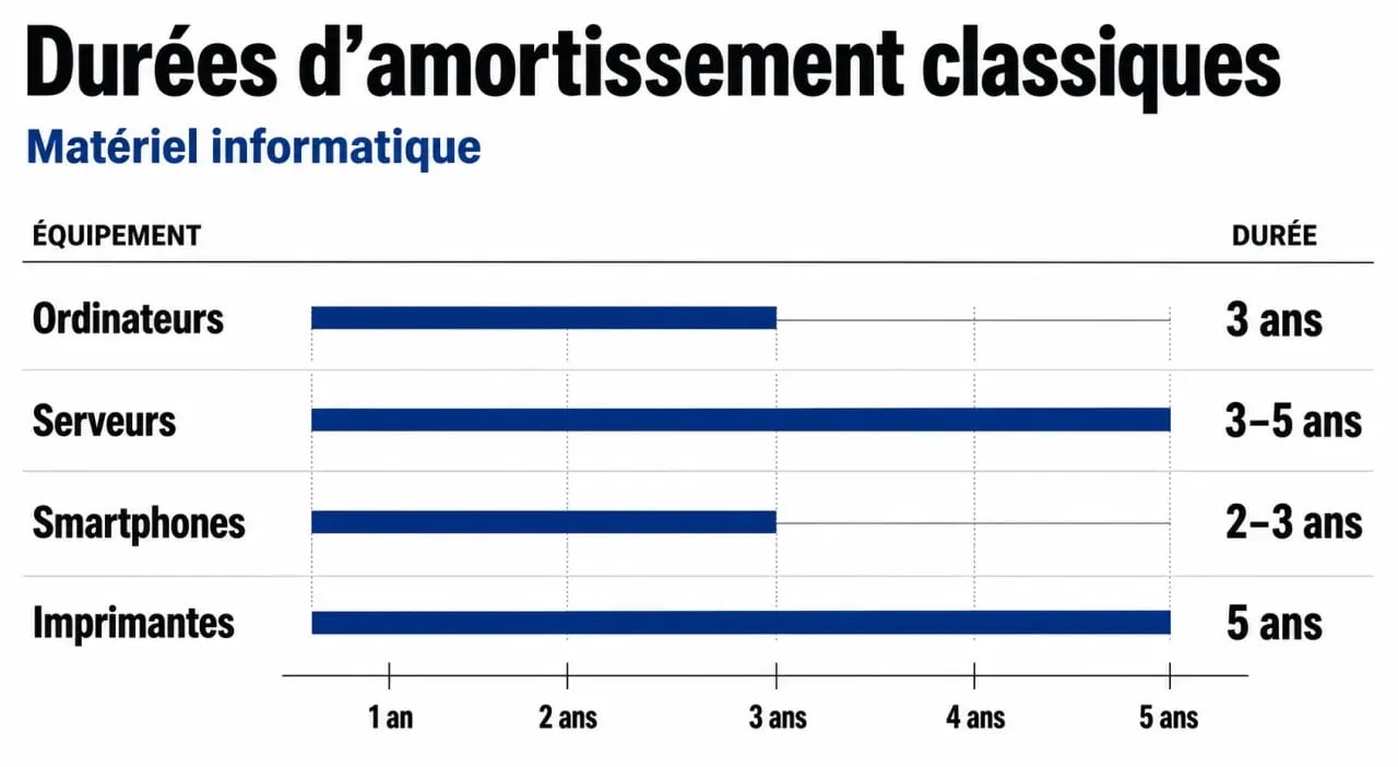 Tableau récapitulatif des durées d'amortissement du matériel informatique en entreprise