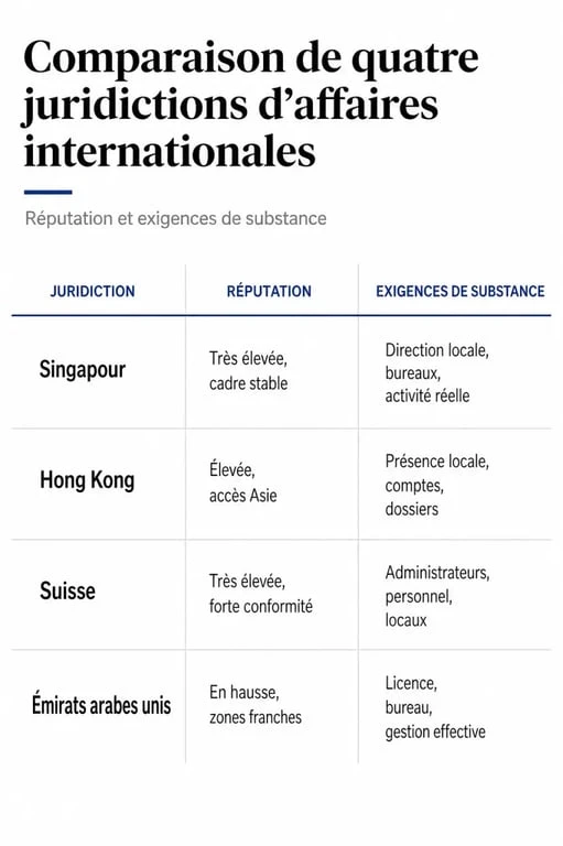 Infographie comparative pour creer societe offshore par juridiction
