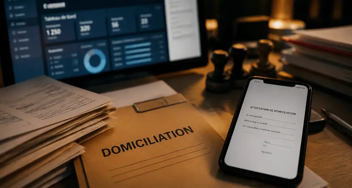 Ma domiciliation avis : dossier administratif sur bureau, scan document