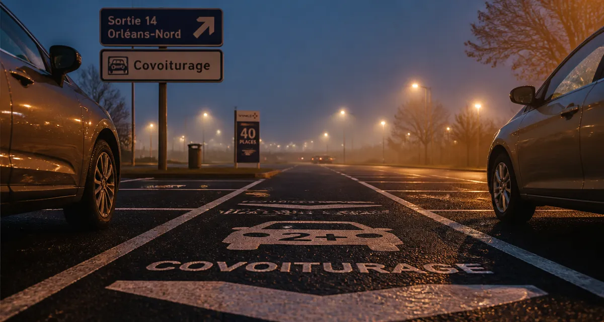 Parking de covoiturage Vinci Autoroutes La Chapelle-Saint-Mesmin, vue du marquage et des places