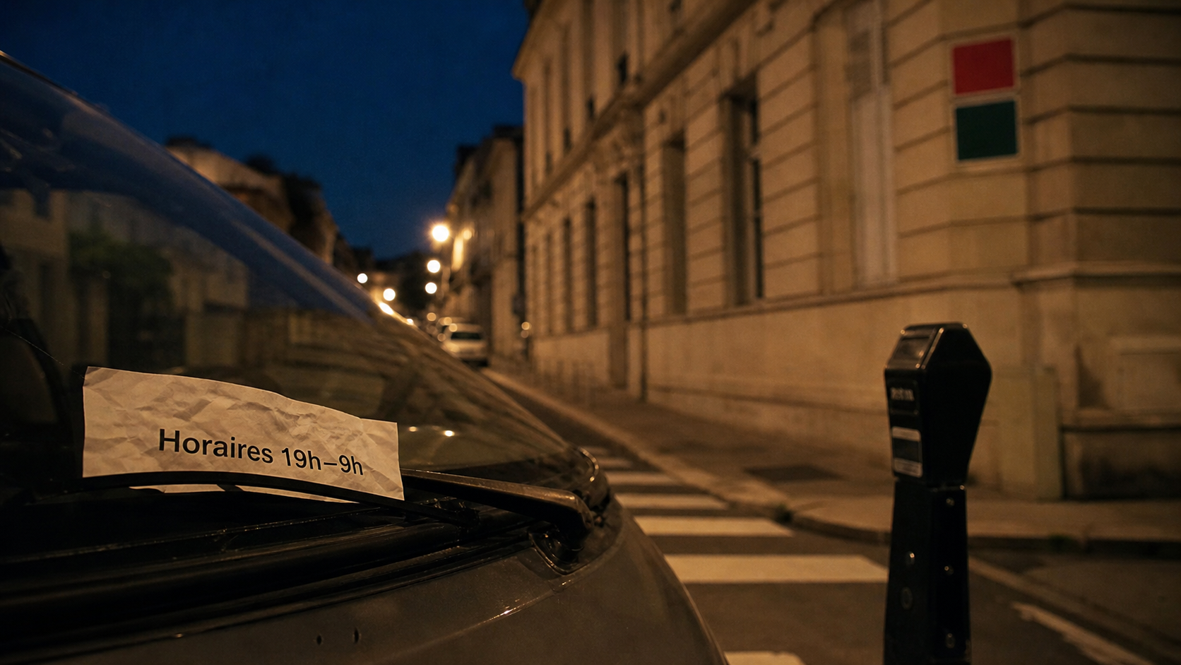 Parking gratuit bordeaux : horaires 19h-9h sur pare-brise