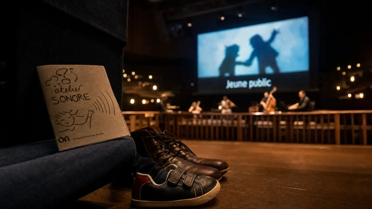 Concert famille à Lyon : enfant devant une salle de concert