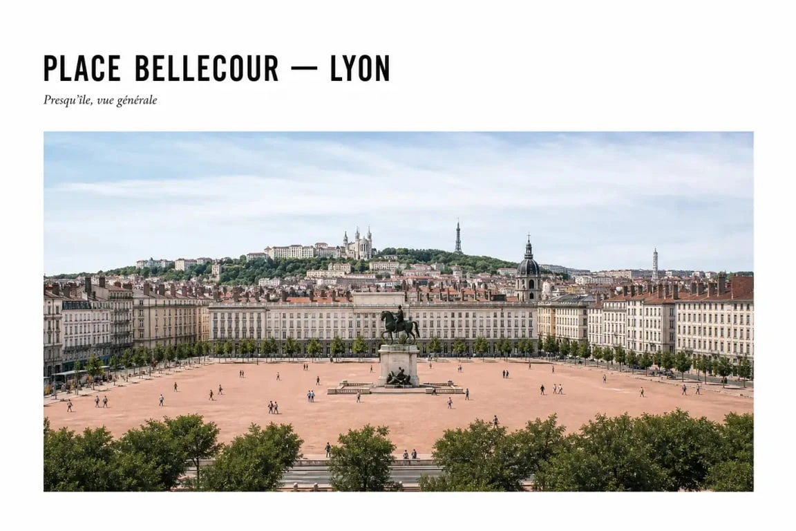 Place Bellecour à Lyon, vue large du centre-ville