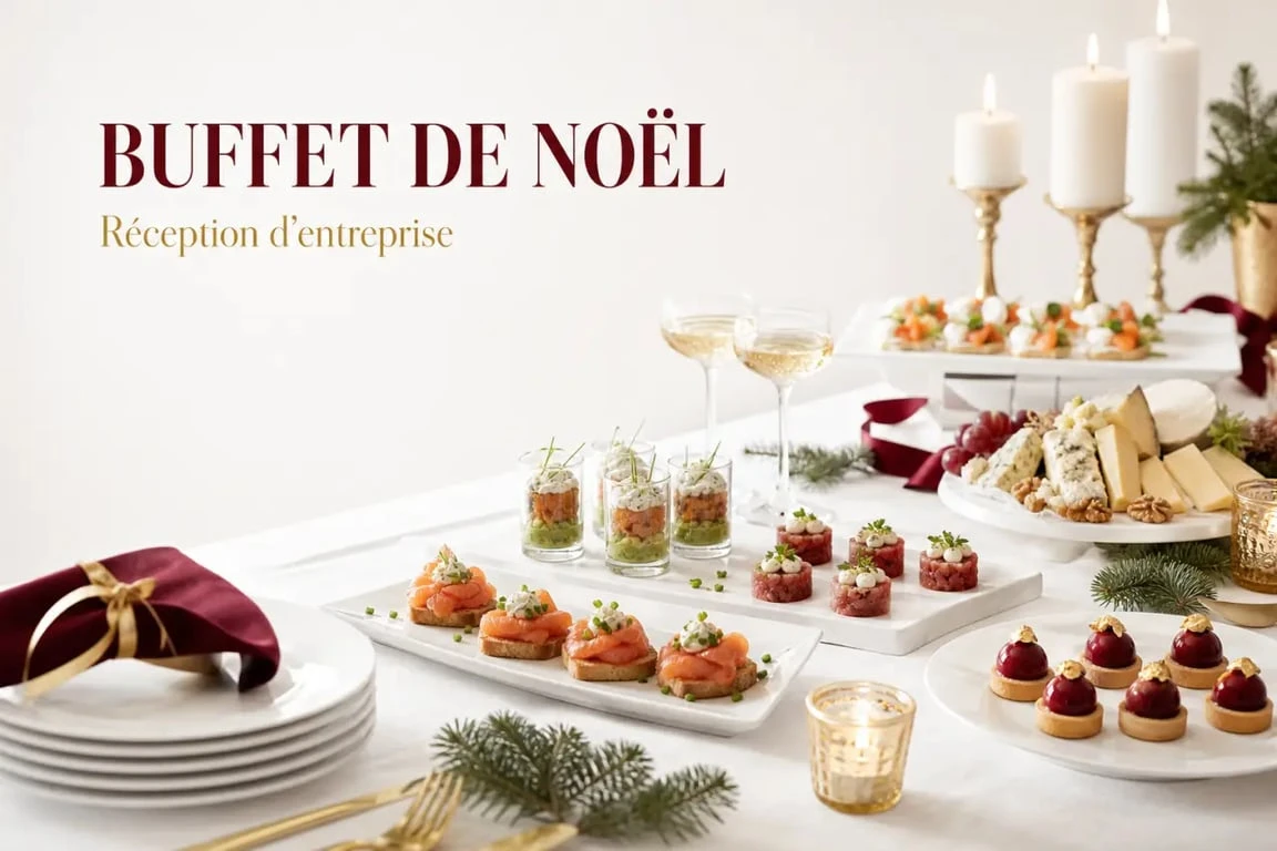 Buffet de Noël pour entreprise organisé par un traiteur à Lyon