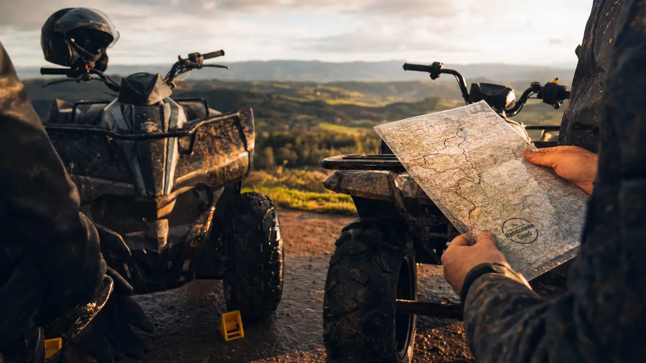 Quad Lyon en Beaujolais : randonnée en quad, chemin de terre humide