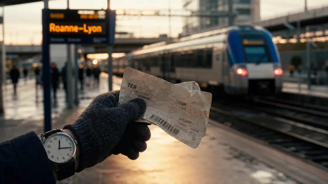 Billets TER froissés roanne lyon, vue quai gare