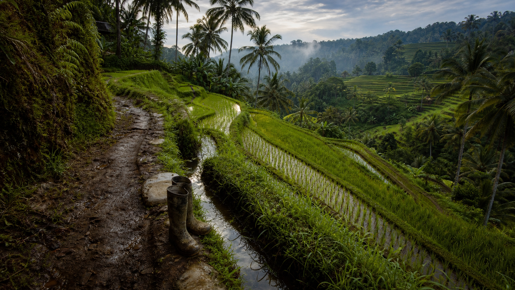 Tegallalang rice terraces en cascade, canaux d’irrigation subak et rizières