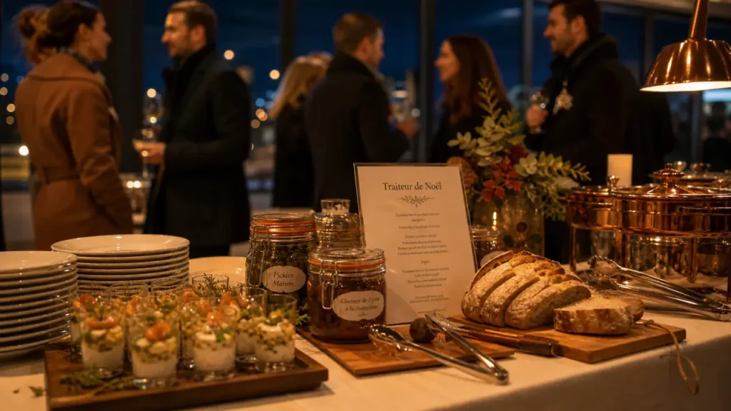 Traiteur noël entreprise lyon : buffet de Noël en entreprise à Lyon, assiettes et verrines
