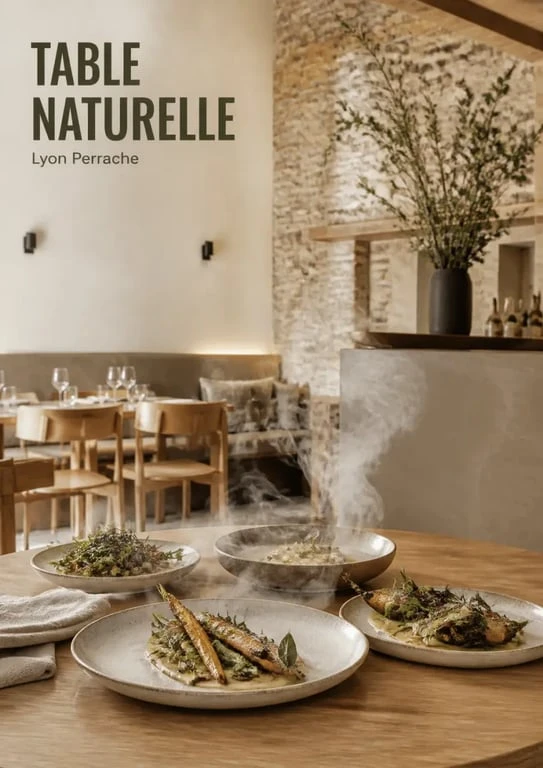restaurant rustique lyon dans une salle gastronomique intimiste avec assiettes végétales et ambiance élégante