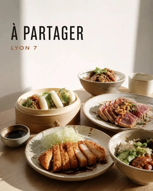 Plats à partager du restaurant Kinoko Lyon 7