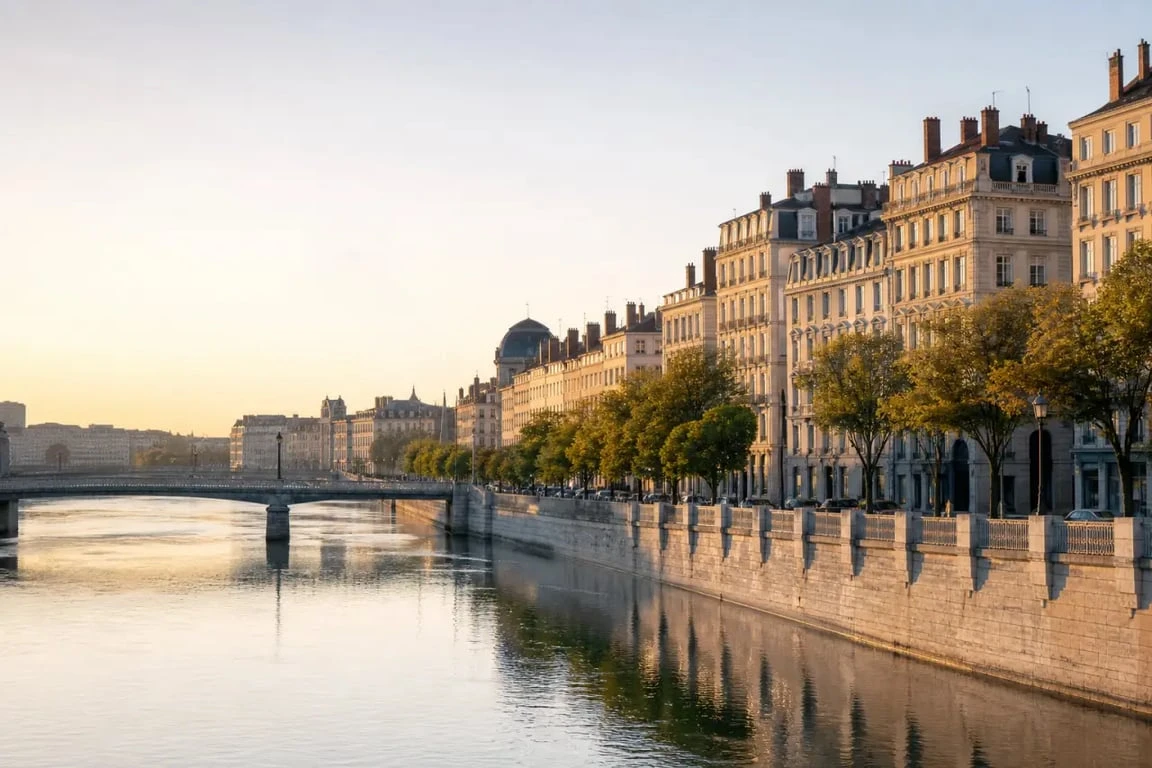 Court séjour Lyon : vue urbaine de Lyon avec les quais et la Presqu’île