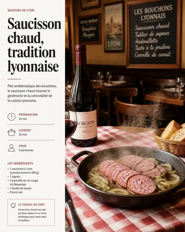 Plat traditionnel de bouchon lyonnais au restaurant Le Garet à Lyon