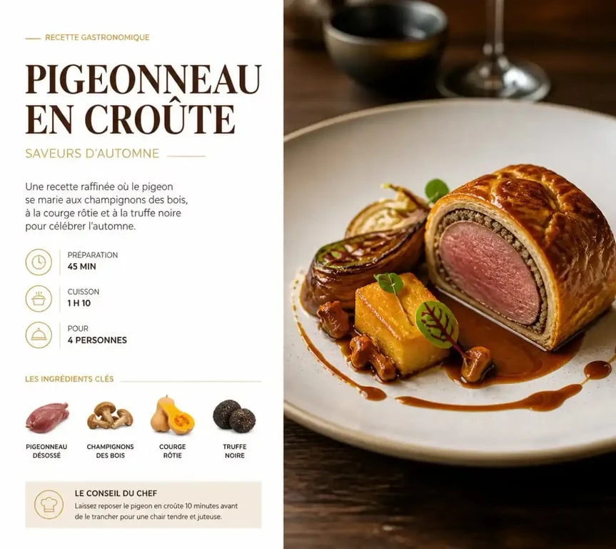 Plat signature pigeonneau en croûte au restaurant Astral Lyon