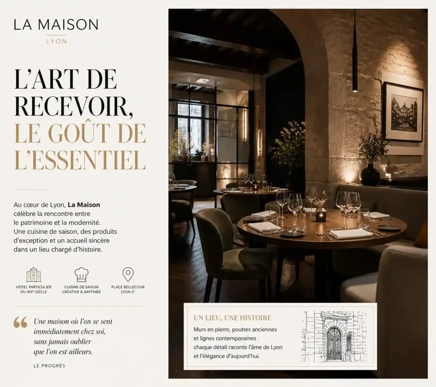 Ambiance intérieure et décoration du restaurant La Maison à Lyon