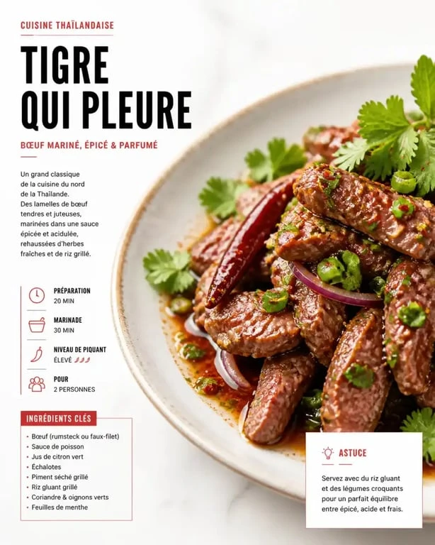 Plat signature Tigre qui pleure au restaurant La Maison Lyon