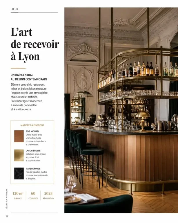 Bar central du restaurant Maison Gloria, anciennement L'Institution à Lyon