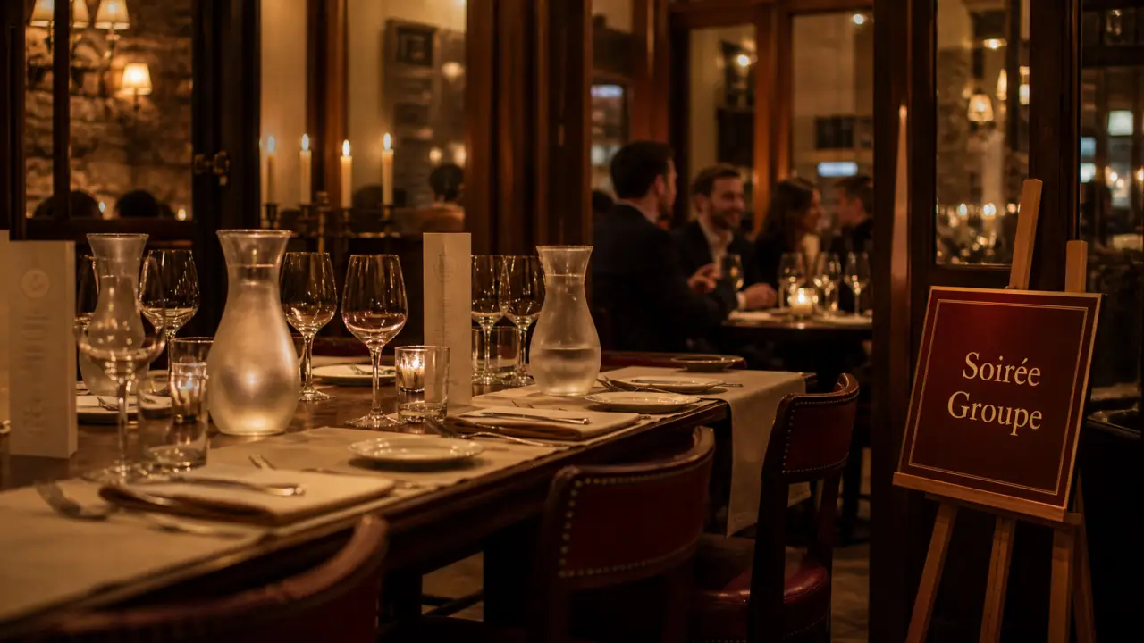 Restaurant soirée entreprise Lyon : table, verres et ambiance feutrée