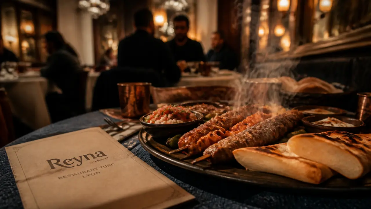 Reyna restaurant Lyon : grillades halal au charbon, assiettes fumantes