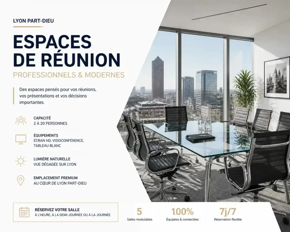 Salle de réunion moderne pour une location de salle à Lyon Part-Dieu