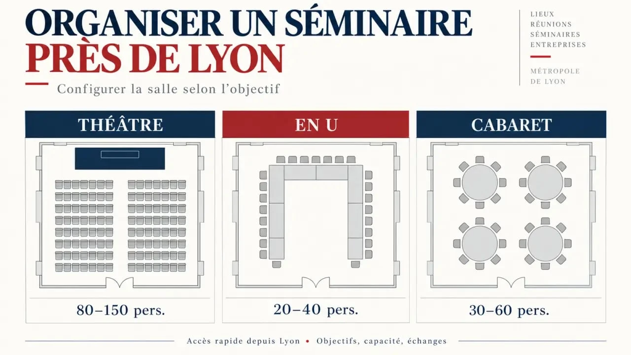 Configuration de salles pour un séminaire autour de Lyon