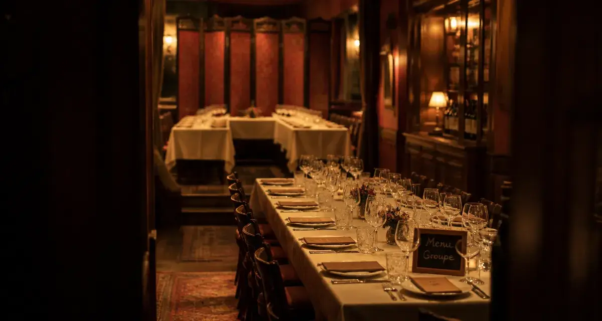 Restaurant lyon groupe 15 personnes : grande table dressée