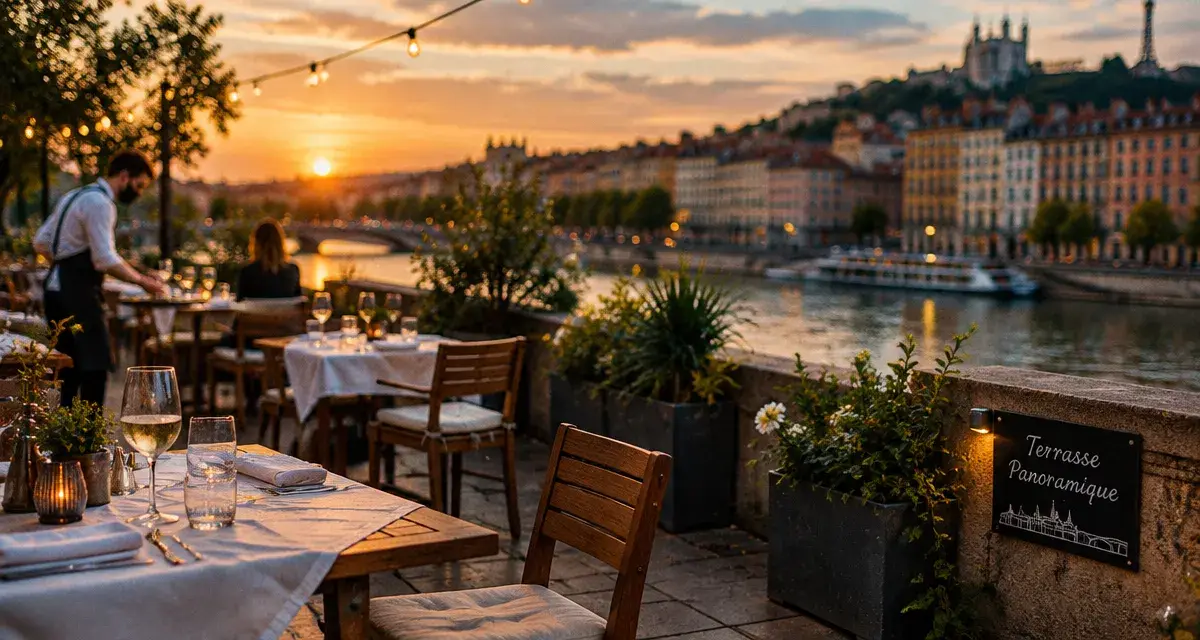 Restaurant grande terrasse lyon : terrasse panoramique au bord de la Saône