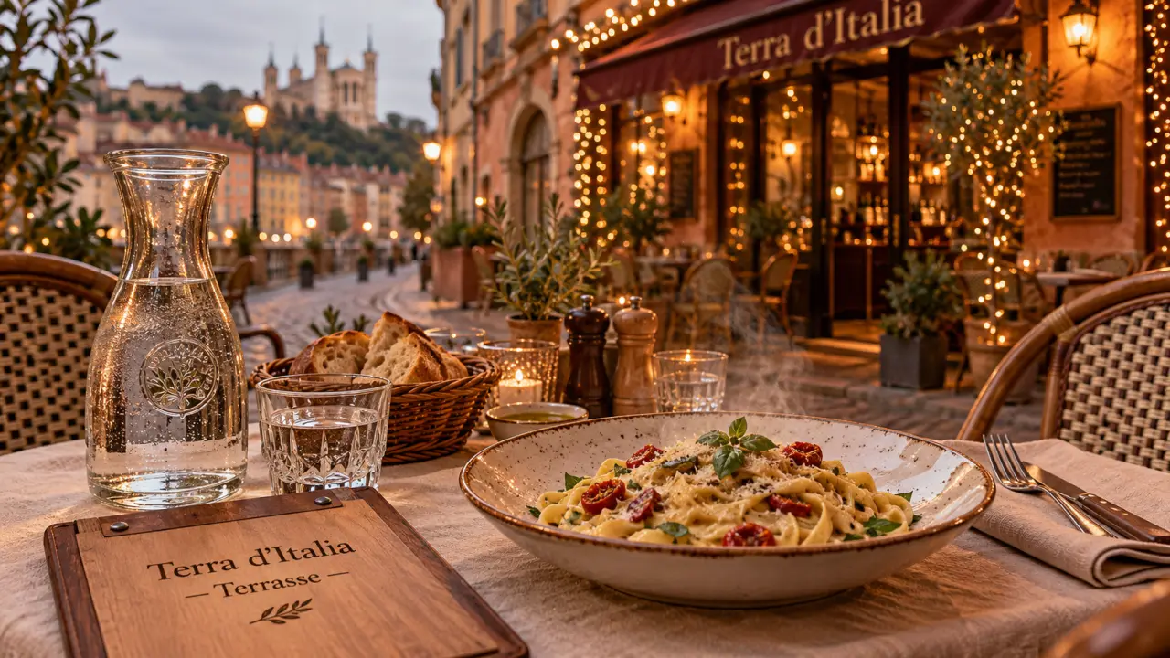 Restaurant halal Lyon terrasse : cuisine italienne à Lyon 2, plat fumant en terrasse